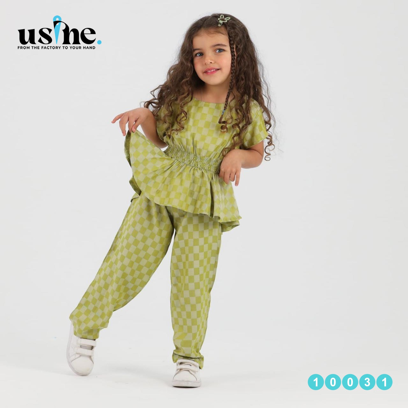 10031 سوت بناتي قطعتين مربعات استك