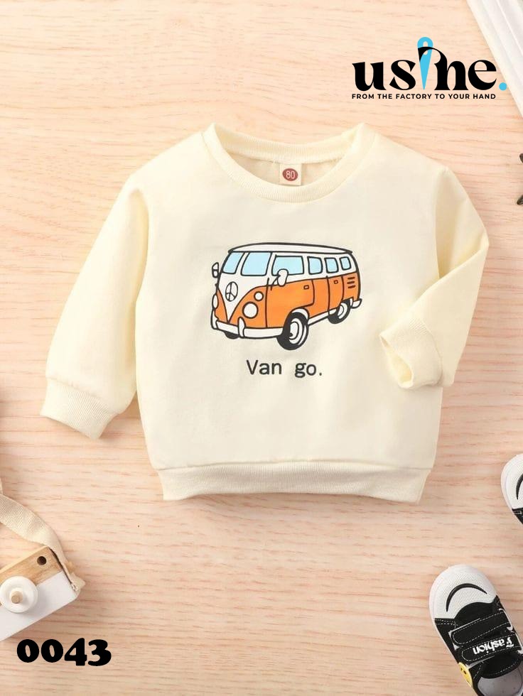 A 0043  ملابس اطفال شتوي سويتشرت van go ابيض