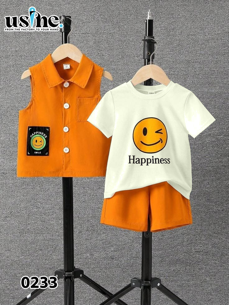 تيشرت وشورت  وفست  اولادي happy nice  كود 0233
