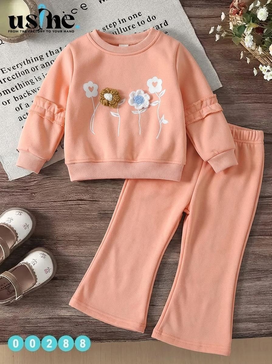 00288 سويتشيرت ورد و بنطلون شارلستون