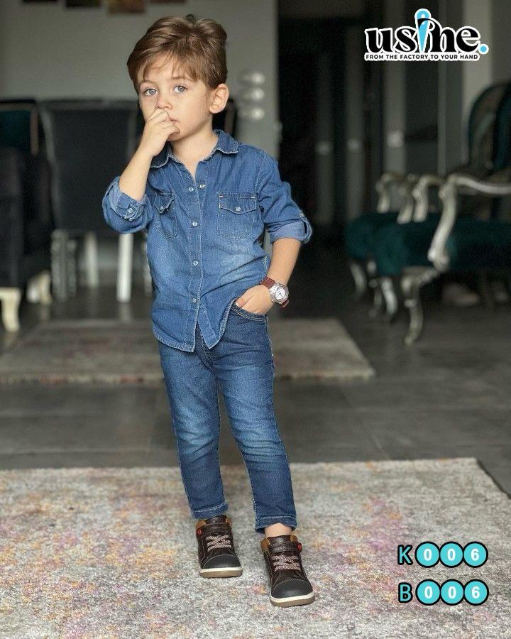 K006 طقم اطفال قميص جينز